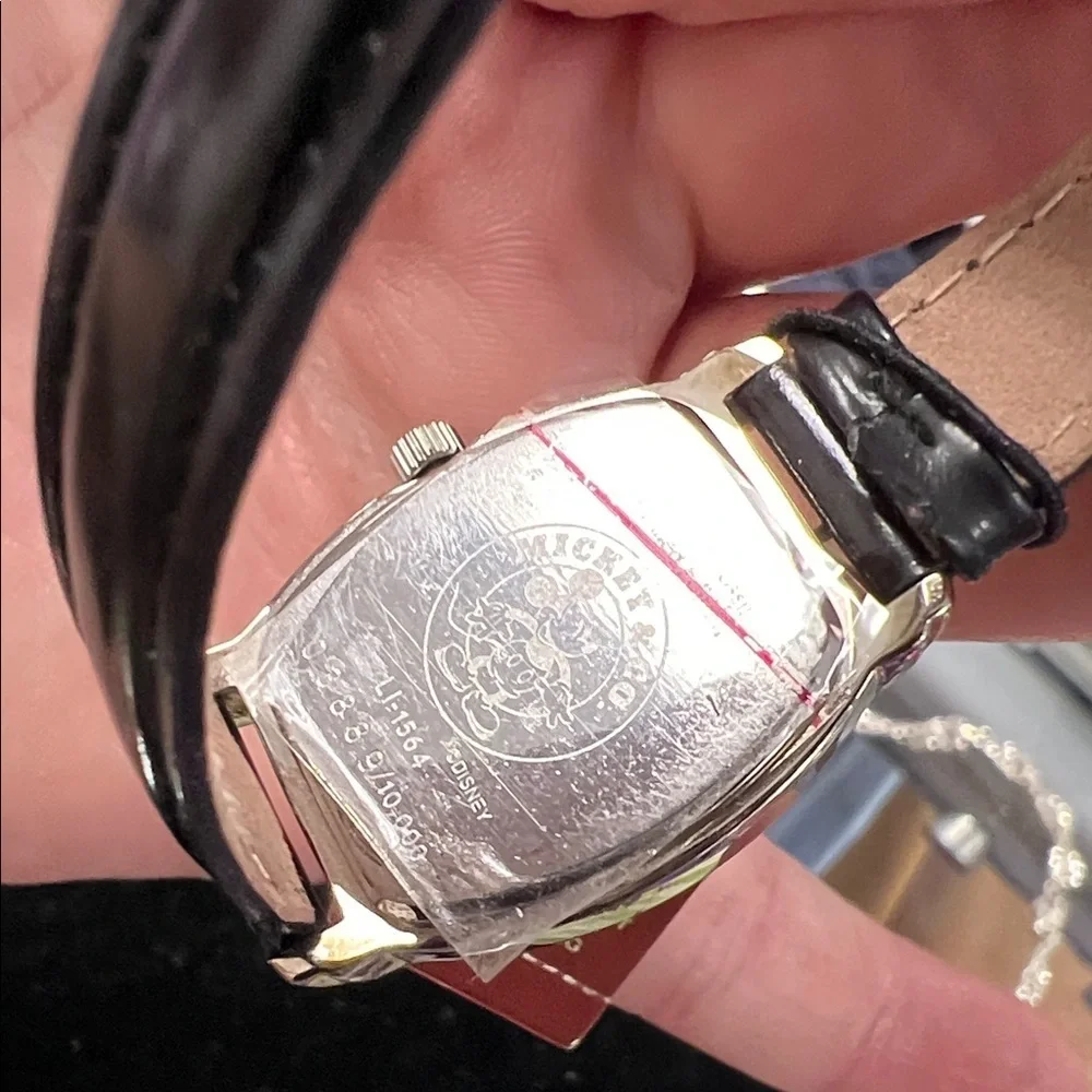 Fossil Black and Gold Mickey Mouse Watch with Mickey Mouse pin